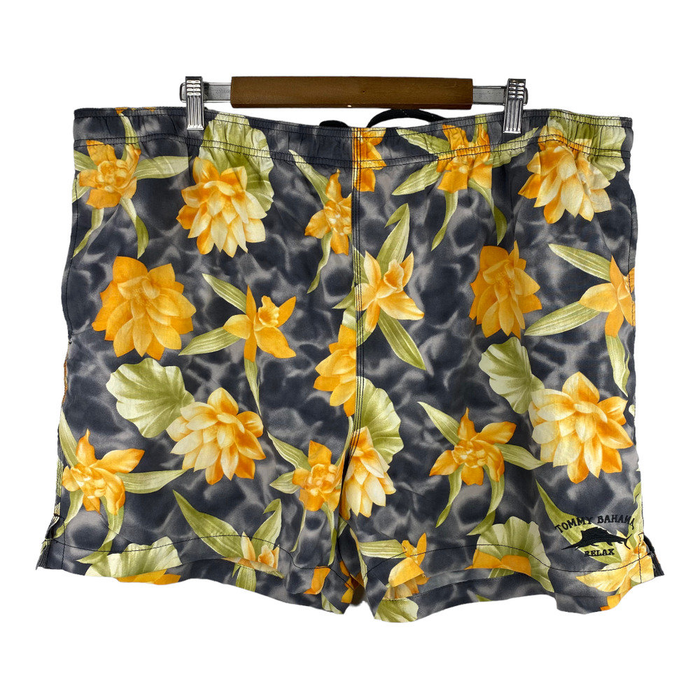 Tommy Bahama Floral Swim Trunks - Gray and Orange